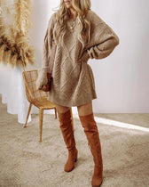 Long Sleeve Cable Knit Sweater Mini Dress 2