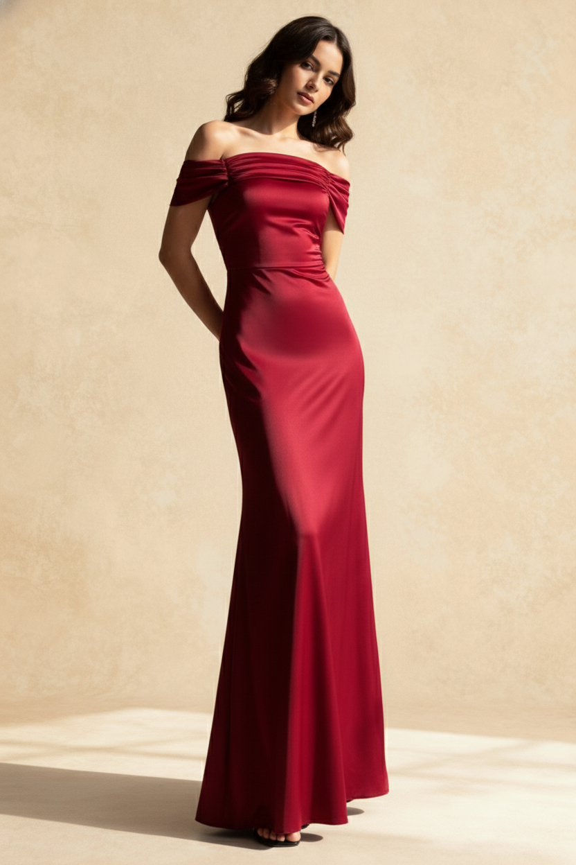 Satin Off-Shoulder A-Line Birthday Dress