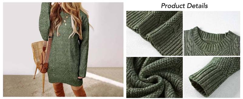 Long Sleeve Cable Knit Sweater Mini Dress 16