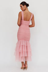 Sheer Mesh Ruched Dress