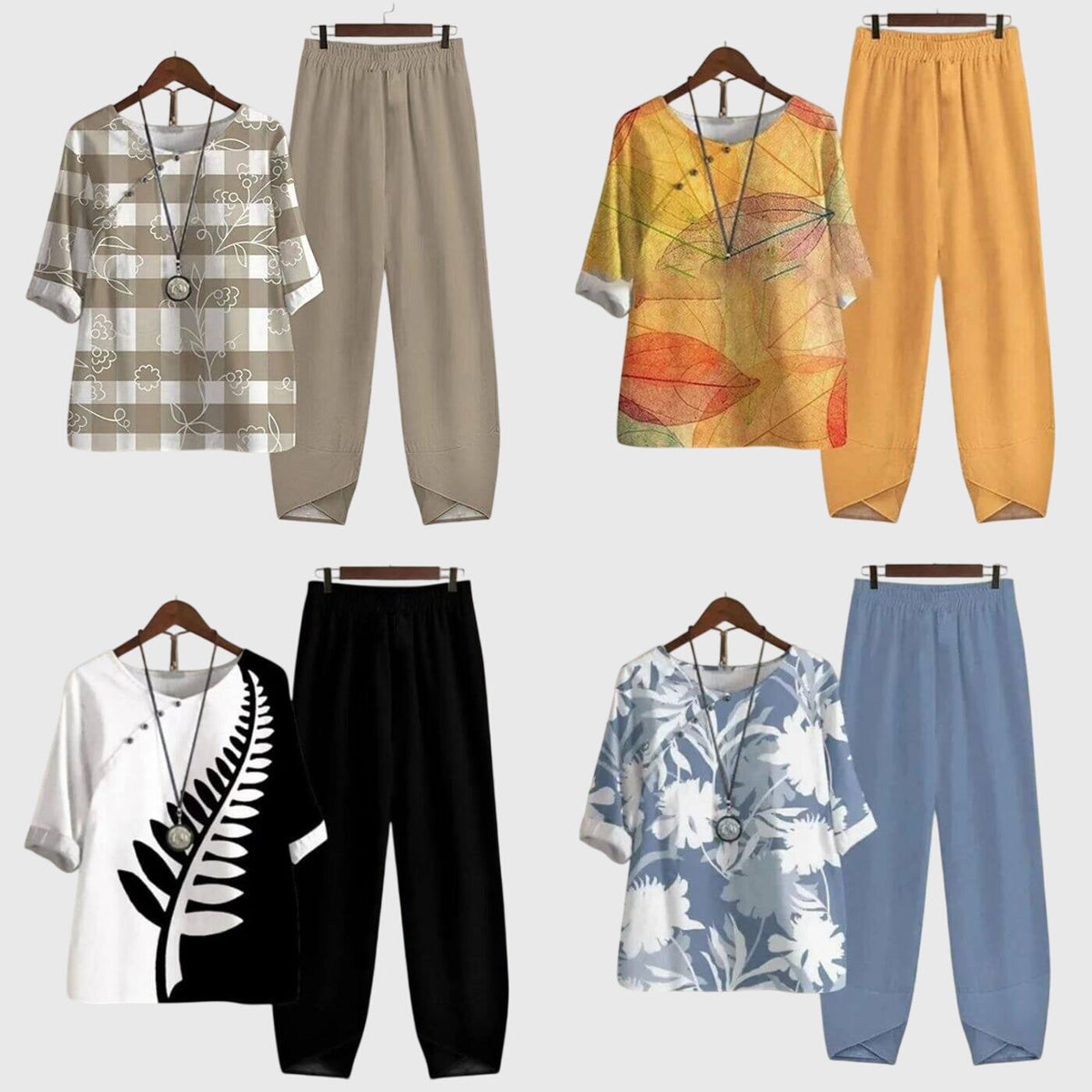 Butterfly Print Short Sleeve Top and Wide Leg Pants Two Piece Set