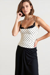 Polka Dot Lace Panel Cami Top