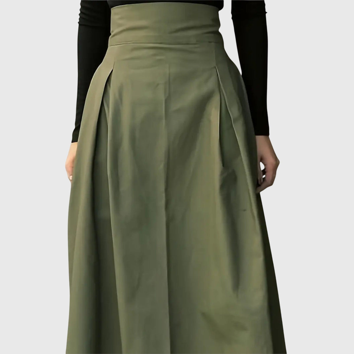 High Waist A-Line Midi Skirt