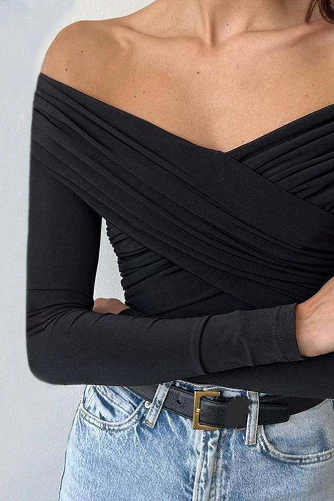 Elegant One Shoulder Long Sleeve Top