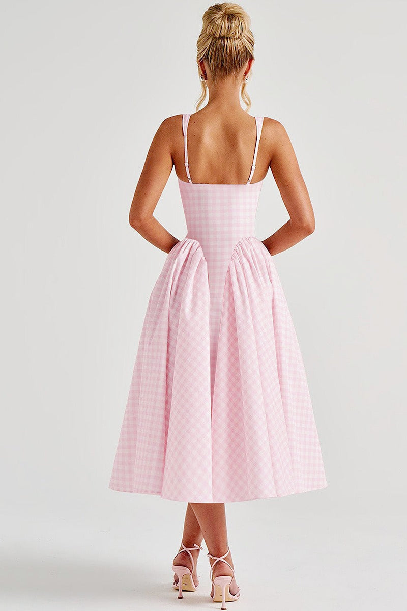 Gingham Backless Slip Birthday Dress