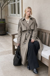 Extra Long Belted Waist Cotton Overcoat