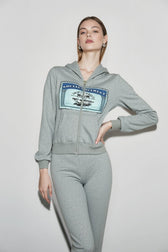Printed Zip-Up Street Hoodie