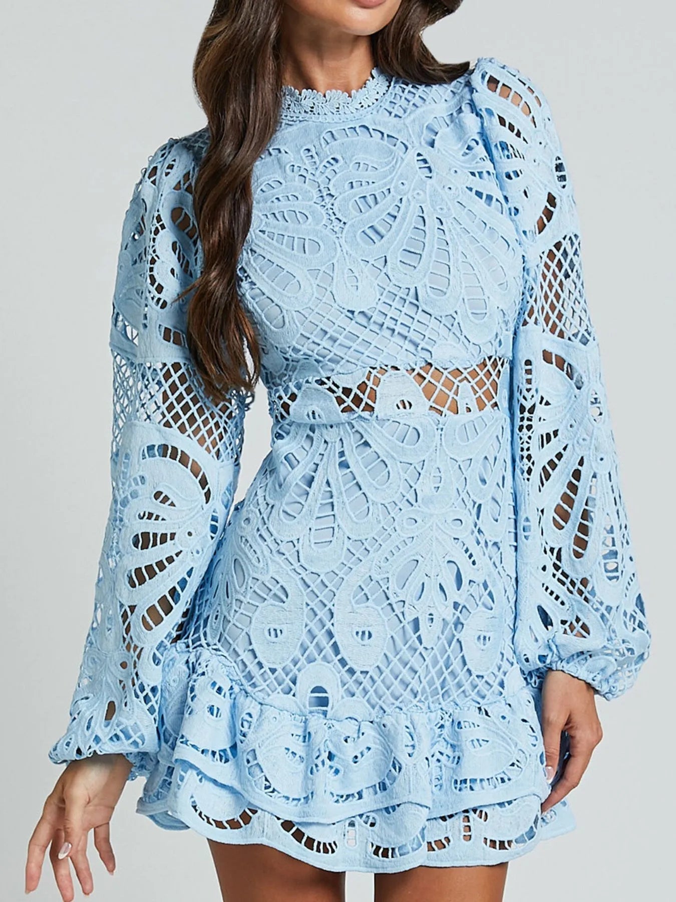 Sara Chic Long Sleeved Lace Mini Dress Designer Edit