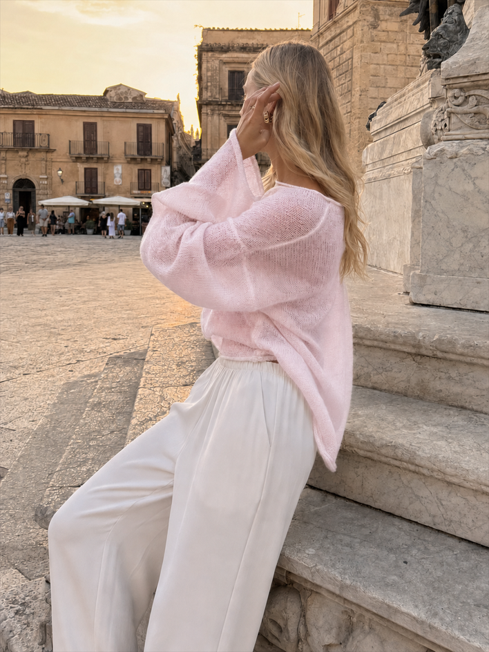 Sheer Mesh Lace Knit Sweater