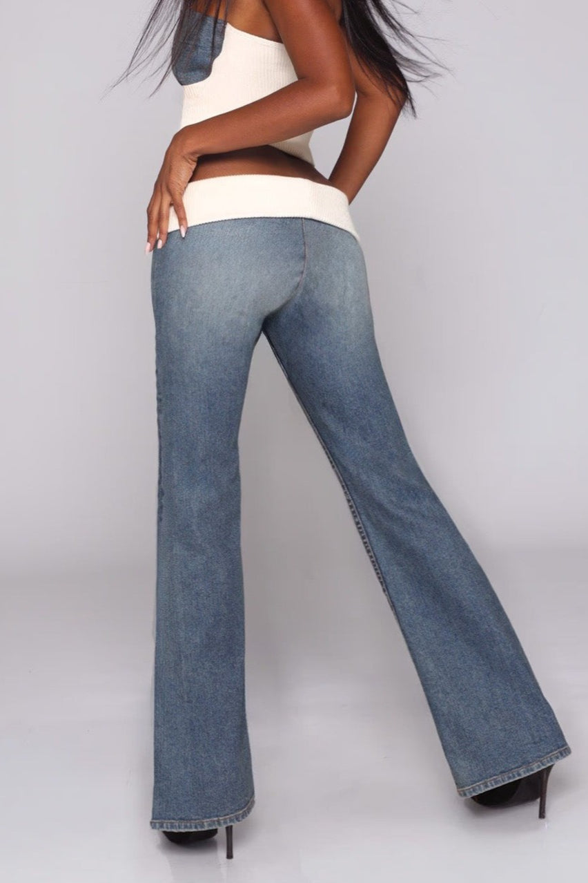 Low-Rise Flared Denim Jeans