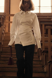 Collared Asymmetrical Button Blouse