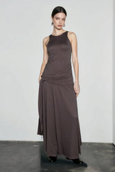 Sexy Paneled Sash Ruffled Solid Party Dress
