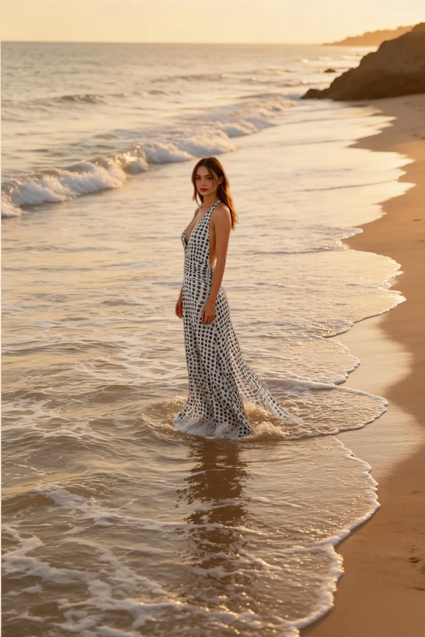 Floral Halter Neck Backless Bodycon Maxi Dress