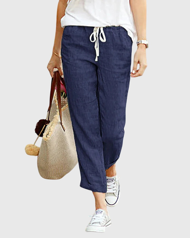 Drawstring High Waist Straight Leg Cropped Pants