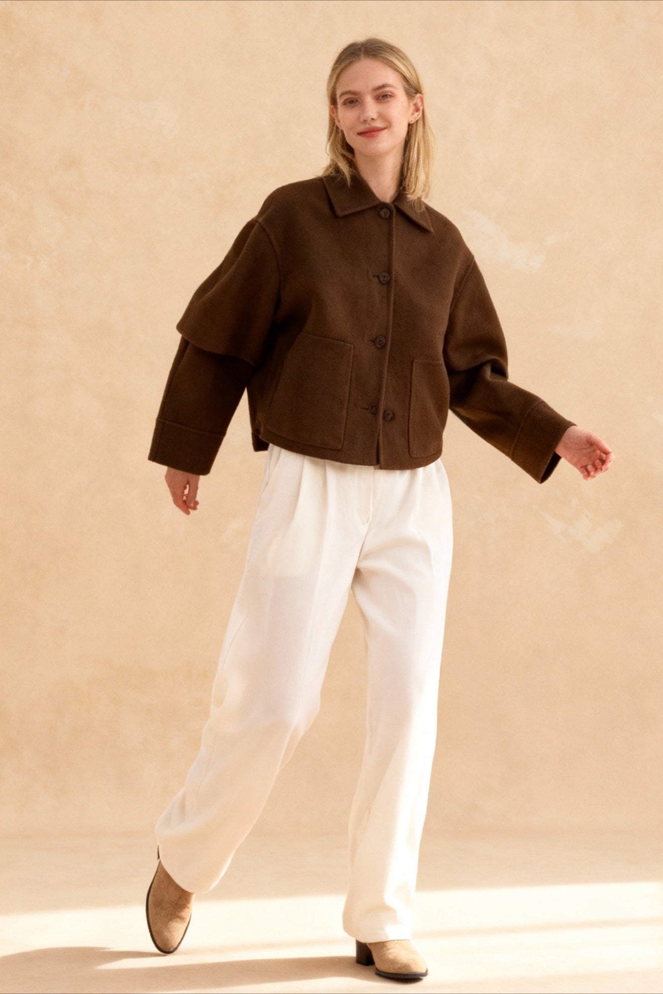 Elegant Stylish Chic Long Sleeves Wool Blends Jacket