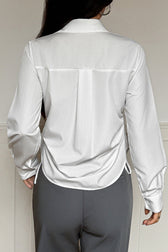 Y2K Button Front Solid Blouse