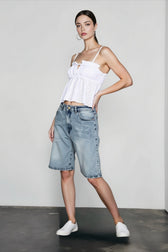 White Jacquard Cropped Cami Top