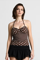 Polka Dot Ruched Halter Cami Top
