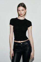Shirred Crop Fitted T-shirts