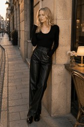 High Waist Graceful Faux Leather Pants
