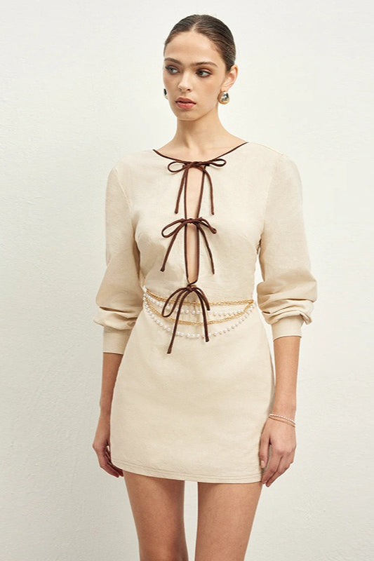 Lace Up Cutout Back Mini Dress
