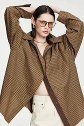 Plaid Cotton Collared Long Sleeve Top