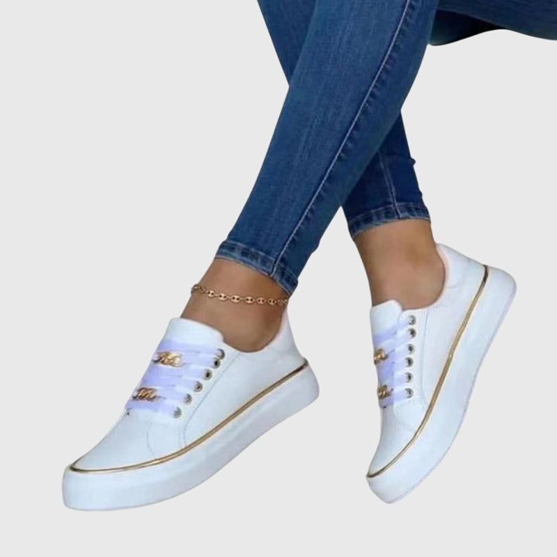 Lace Up Chain Detail Platform Sneakers