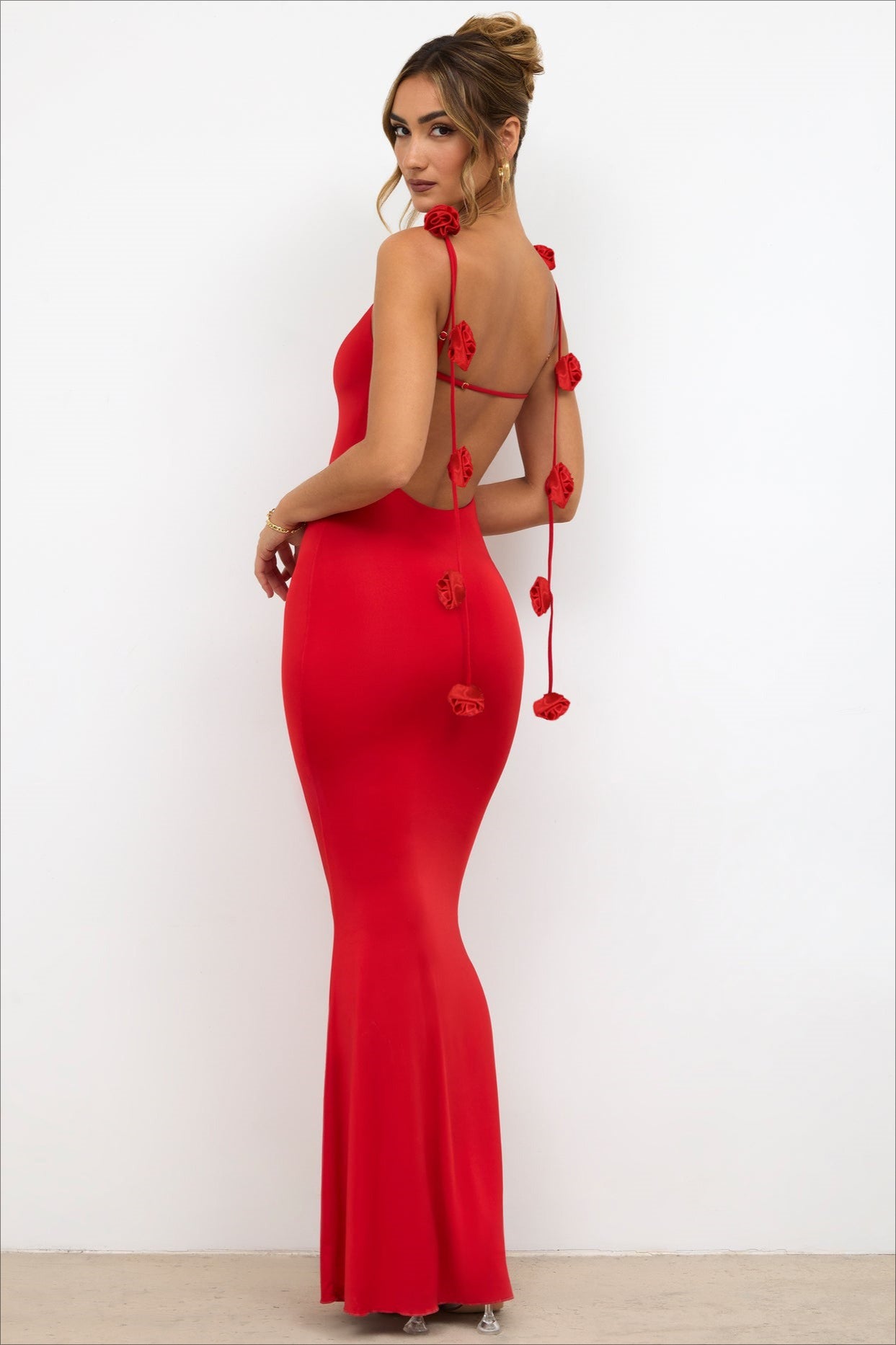 Strappy Edition 3D Floral Maxi Party Dress