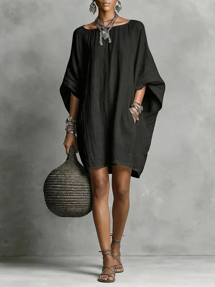 Casual cotton and linen dress