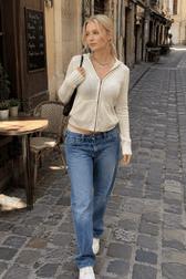 Full Zip Knit Hooded Hoodie