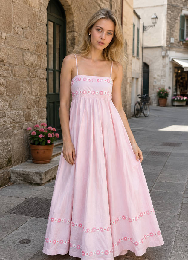 3D Flower Loose A-Line Maxi Dress
