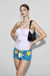 Egg Floral Mesh Low Waist Vacation Skirt