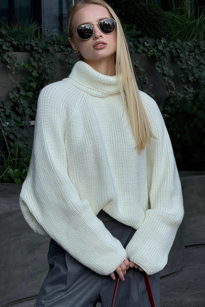 High Neck Pullover Knit Sweater