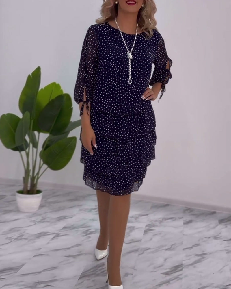 Adriela Premium Polka Dot Layered Dress Statement Occasion Edit