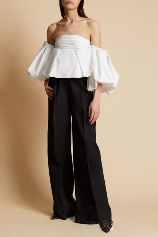 High Waist Pleated Front Floor Length Wide Leg Trousers 3