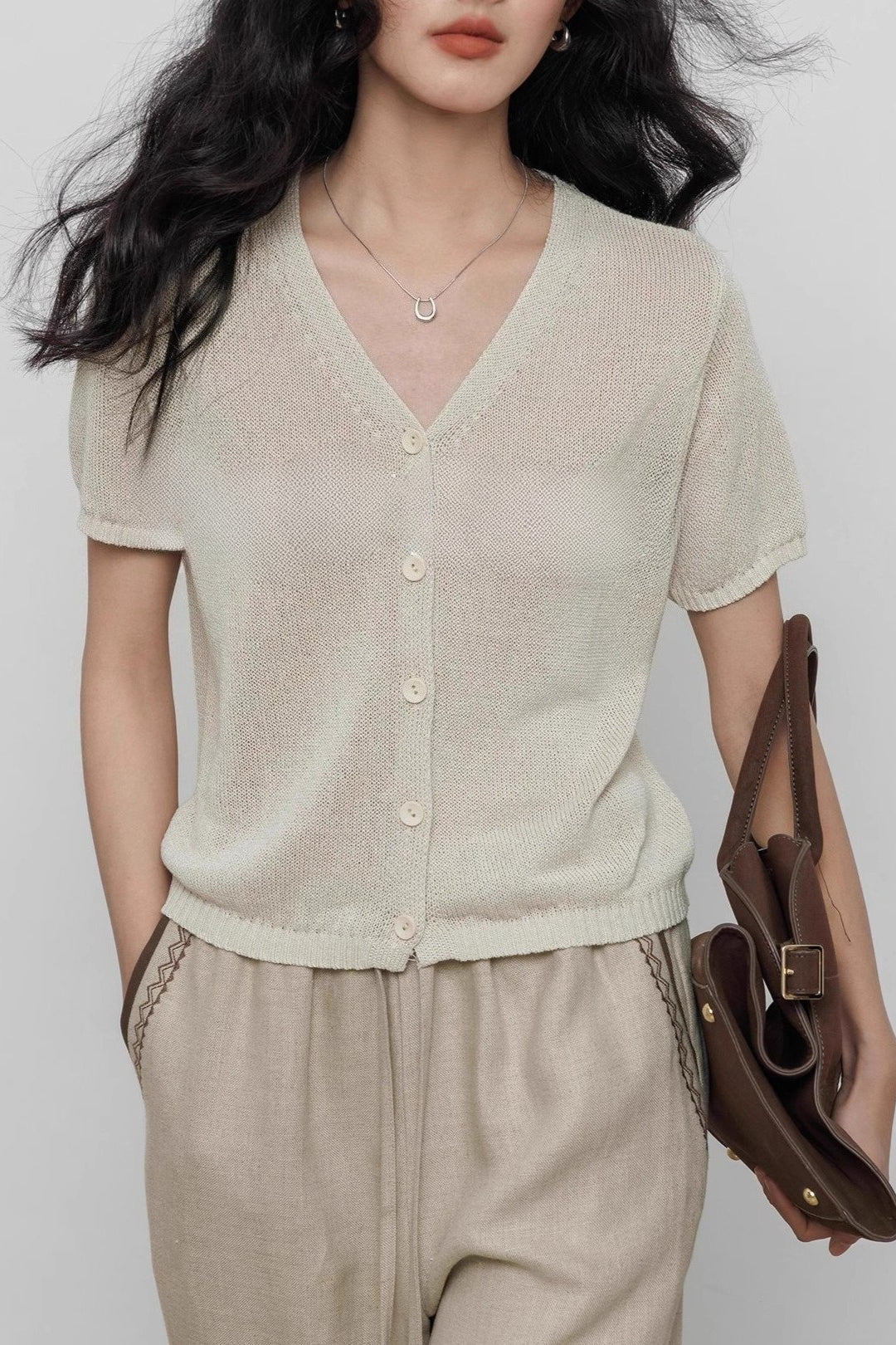 VNeck Short Sleeve Knit Top
