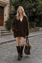 Loose Fit Rabbit Hair Knit Cardigan
