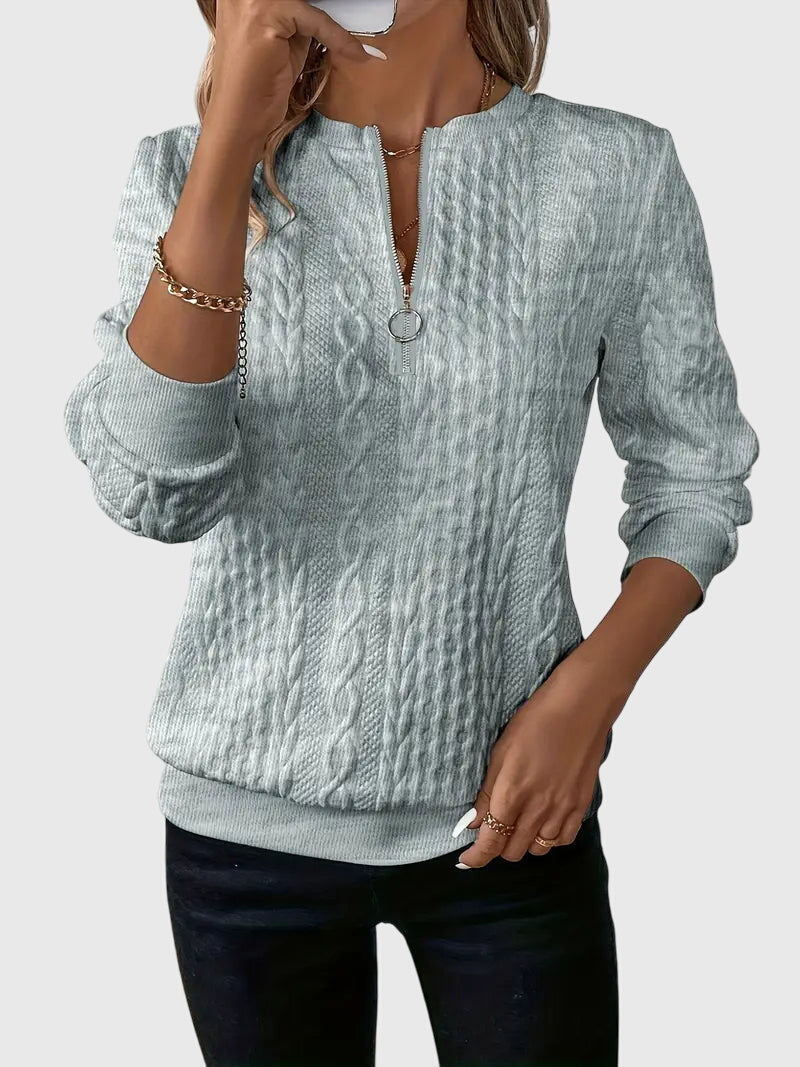 Quarter Zip Cable Knit Long Sleeve Sweatshirt