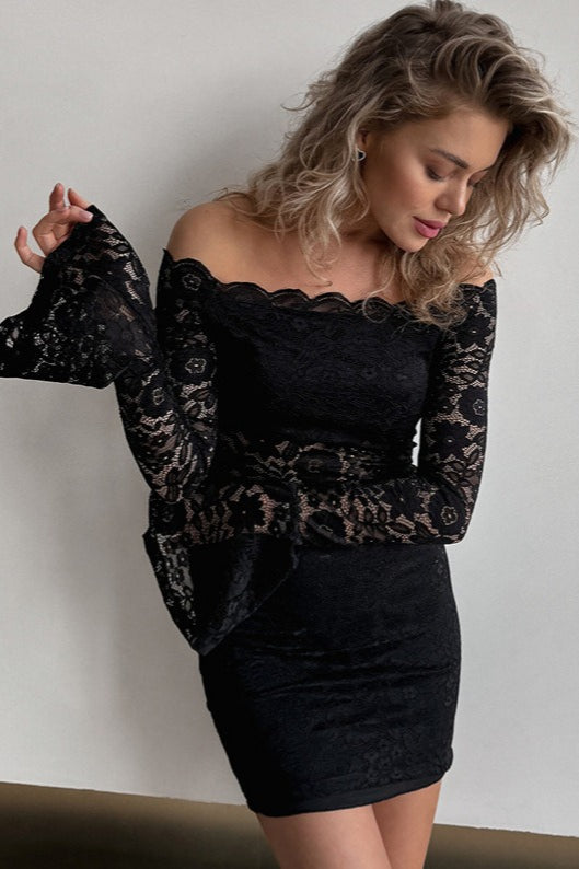 Off Shoulder Lace Bodycon Mini Dress