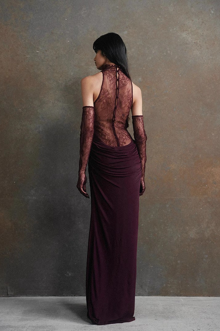 Halter Edition Neck Deep V Bodycon Maxi Formal Dress