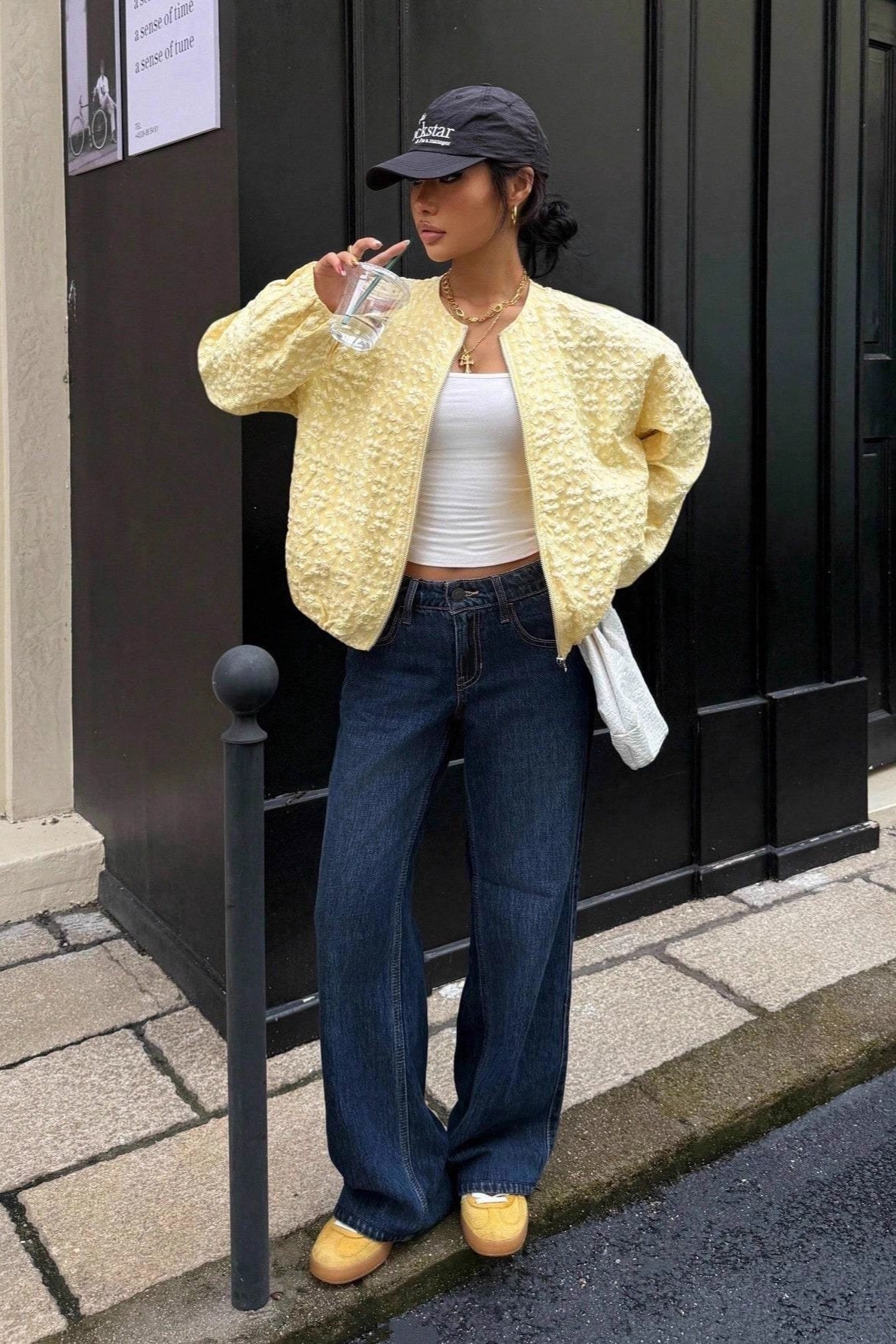 Cropped Jacquard Sleeve Jacket