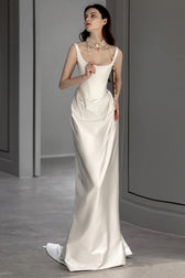 Minimalist High End Elegant Satin Wedding Dress