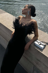 Ostrich Feather Bandage Prom Dress
