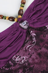 Vintage Asymmetric Printed Beaded Halter Top