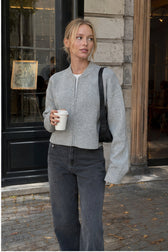 Casual Solid Color Zip-Up Loose Fit Knit Sweater