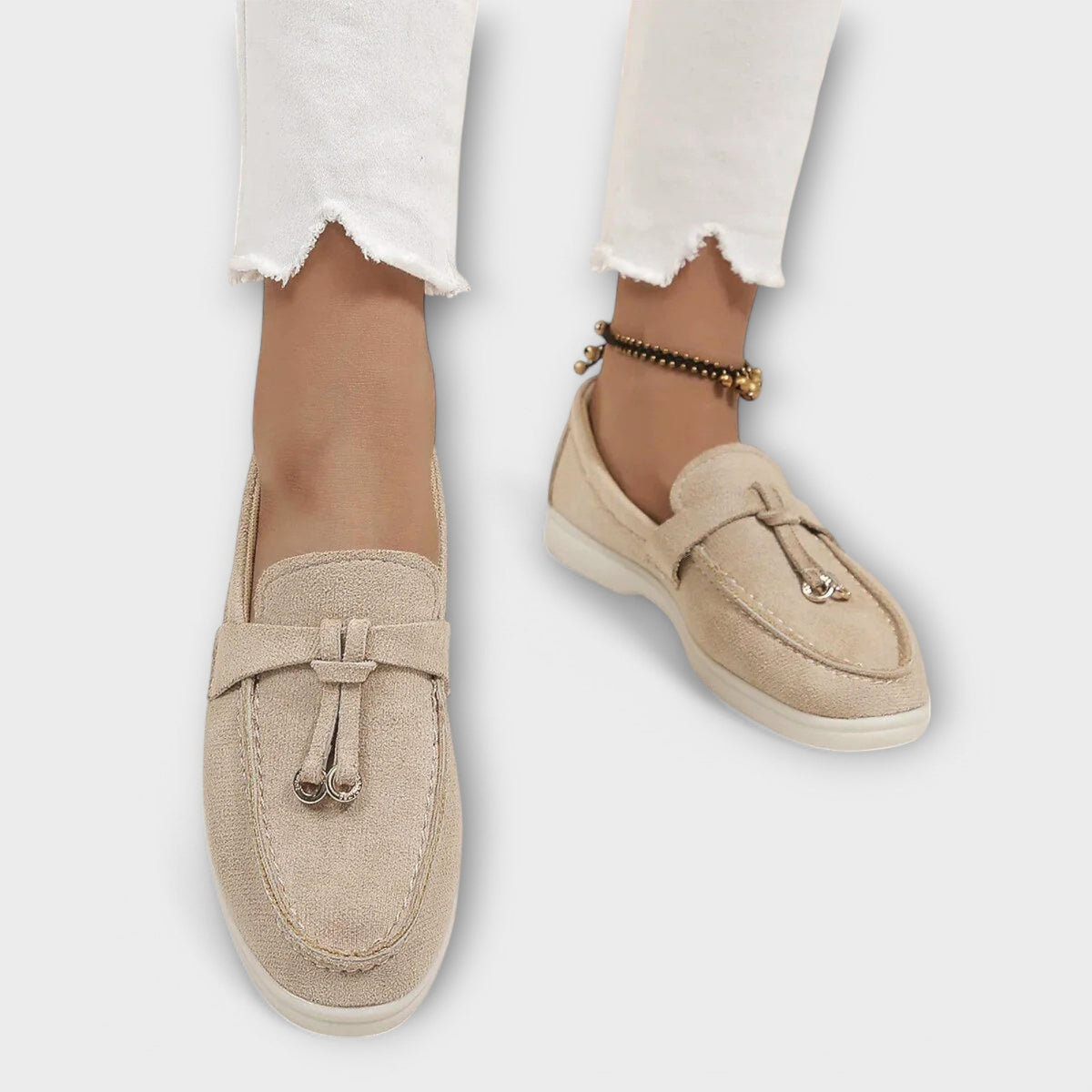 Suede Look Tassel Slip On Flat Loafers