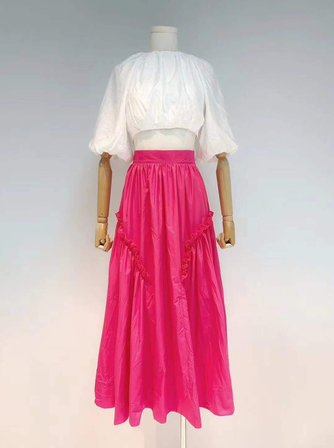 Dannie Puff Sleeve Crop Top & Maxi Length Pleated Skirt Set