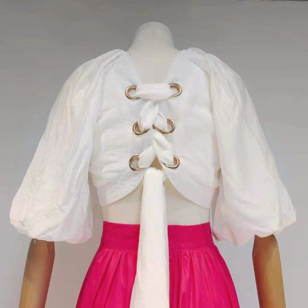 Dannie Puff Sleeve Crop Top & Maxi Length Pleated Skirt Set