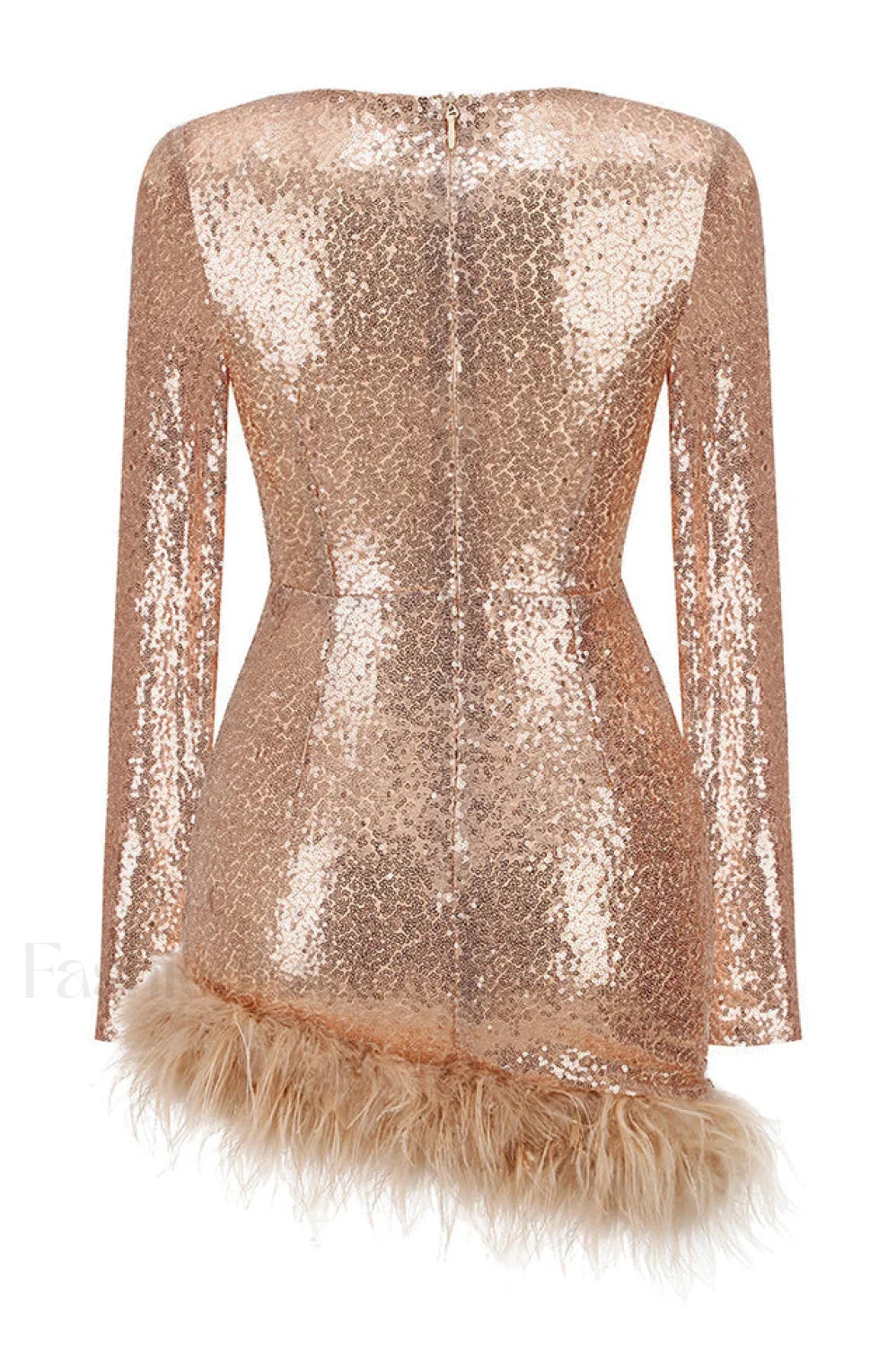 Daria Sequin Stylish Feather Mini Dress