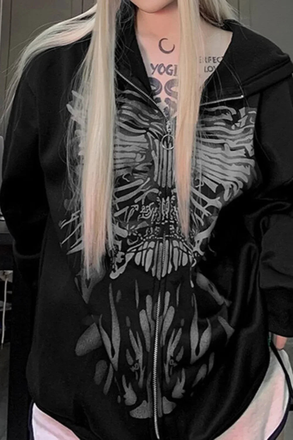 Dark Aesthetic Color Block Hoodie Black / S